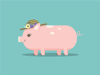 Piggy adobe ai cute happy hat illustrator oink pig