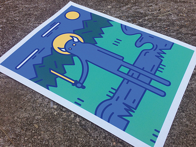 Blue Warrior Poster adobe ai blue cute demon illustration monster poster sword vector
