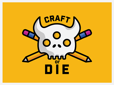 Craft Or Die ai and arts badge beastie crafts pencils skull vector