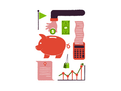 Economy - Investment dollar economy editorial graphic design illustration pig bank studio pinus