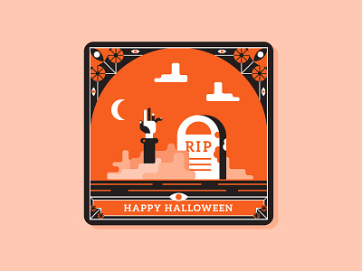 Happy Halloween eye flat design graphic design halloween illustration indonesia orange rip studio pinus zombie