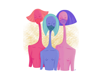 Waiting bright colors girlpower illustration longneck nakedderby procreate art women in illustration