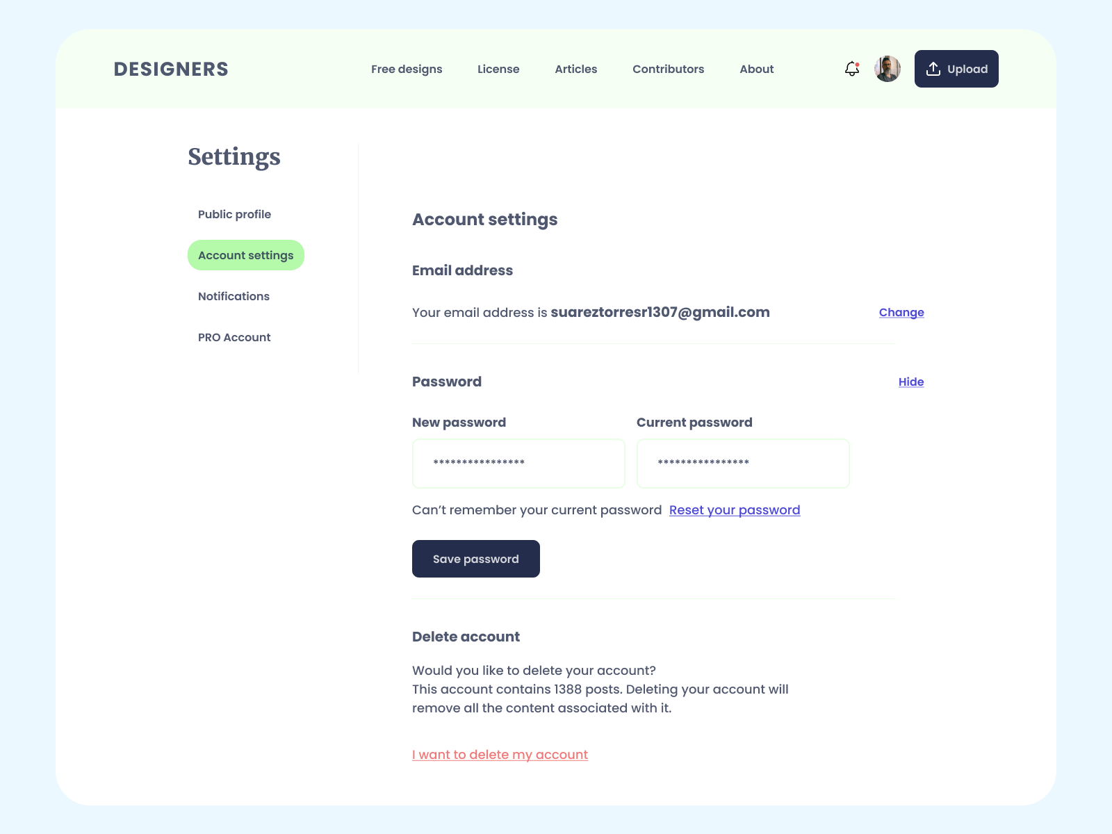 Account settings | UI Design by Ruth Suarez on Dribbble