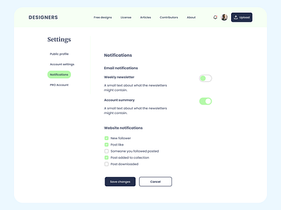 Notifications Settings | UI Design