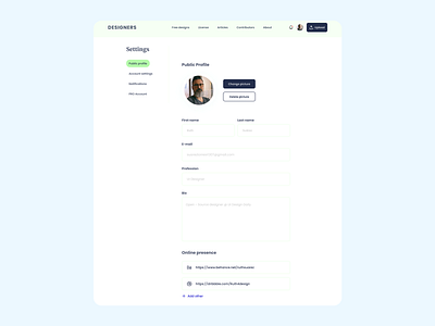 Profile Settings | UI Design