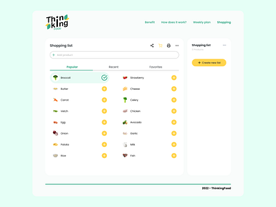 Shopping List | ThinkingFood design desktop design figma food ui ui design uiux user interface web design website