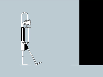 Text Walking geometric illustration minimal texting walking