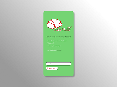 Sign up screen