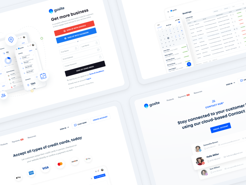 Get more business booking business crm dashboad events gosite ios landing mockup page payments small website white