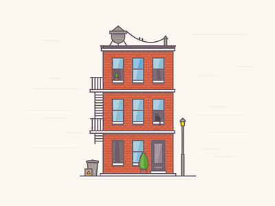 Brooklyn building city flat house illustration new york nyc