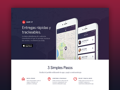 Ship.it — Crowdsourced Delivery app delivery how it works ios iphone landing map marketing site ui