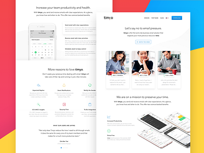 Timyo — Landing Page client email landing mobile page time web website