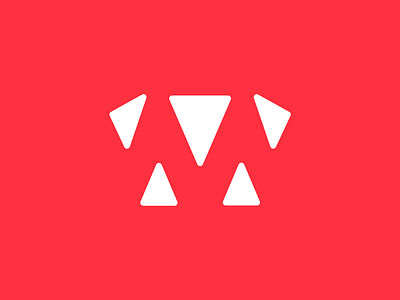 M brand branding five icon logo red triangle triangles white