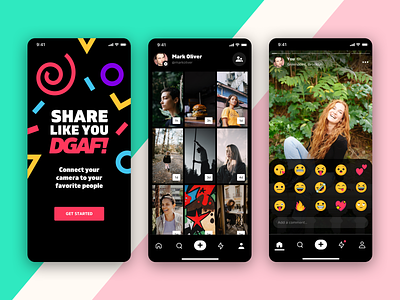 Connect your camera to your favorite people dgaf emojis ios iphone madebysan ml nav photo profile reactions shapes sharing social stories