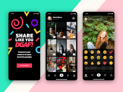 Connect your camera to your favorite people best creative designer dgaf emojis ios iphone madebysan ml nav new york nyc photo profile reactions shapes sharing social stories top