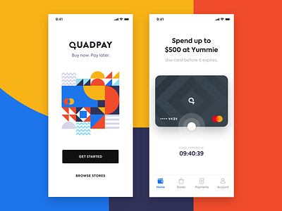 iOS App Exploration alonso app branding credit credit card fin tech finances fintech ios iphone madebysan quadpay santiago shapes