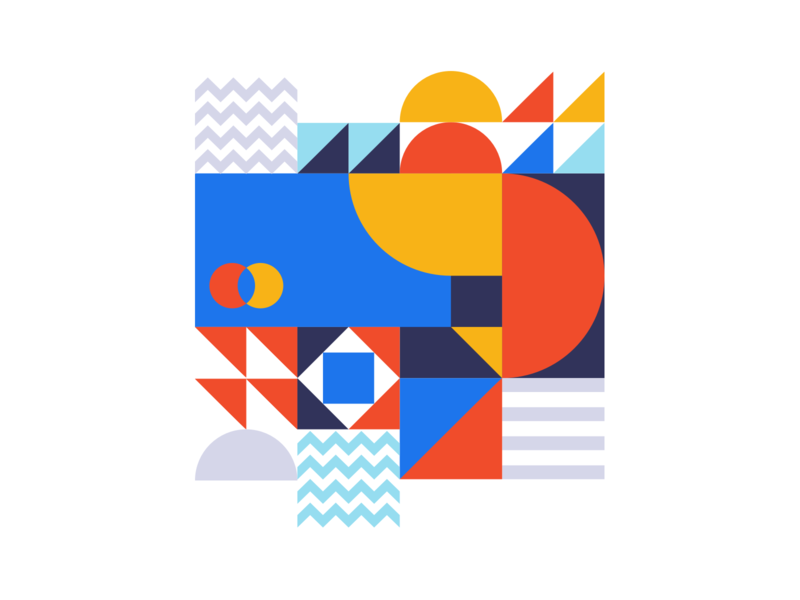 Shapes alonso blue branding card circles colors edges flat geometic icon illustration madebysan new york nyc red santiago semi shapes square