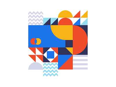 Shapes blue branding card circles colors edges flat geometic icon illustration madebysan red semi shapes square