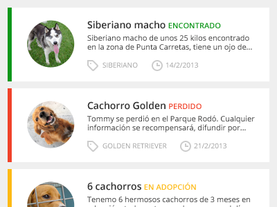 Encuentra tu mascota - Listado adoption cats dog find found list listing lost pets