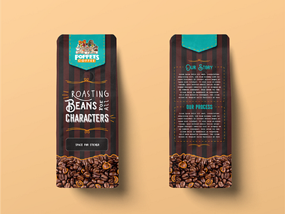 Poppets Coffee - Roasted Beens Paper Bag Design box design coffee design coffee packaging graphicdesign labeldesign packaging packaging design pouch design