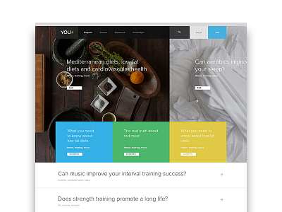 YOU+ Knowledge (WIP) clean flat health layout navigation ui ux website