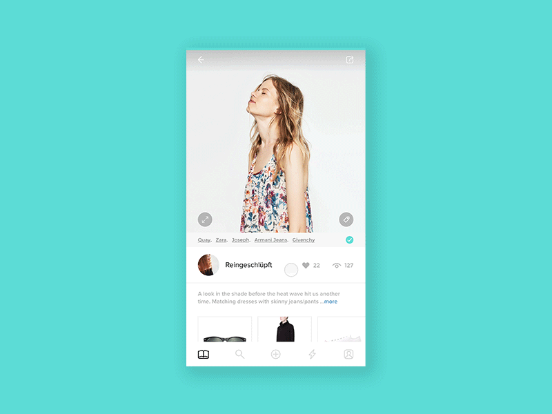 Image Expand And Links android animation app blue clean ecommerce fashion interaction ios minimal motion shopping