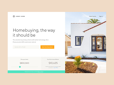 Real Estate Landing Page clean color commerce estate flat home house minimal price real search slider