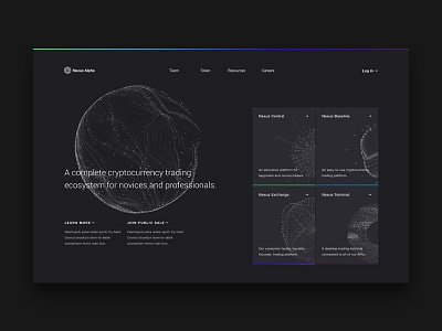 Nexus Alpha | Cryptocurrency Exchange Landing Page app blockchain crypto ether fintech gradient ico responsive ui ux