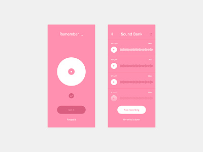 Speak and be heard app audio calm clean color design flat interface minimal pink recording simple ui voice