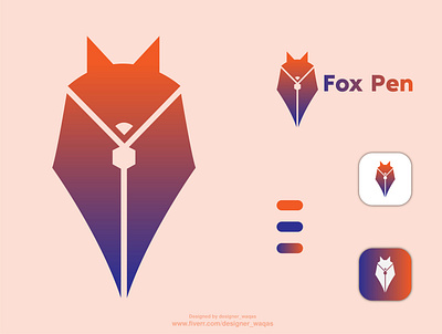 FOX PEN branding clean design flat graphic design icon logo minimal modern vector