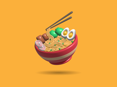 3D Noodle Bowl Design branding clean design graphic design illustration logo vector