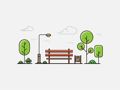 City Park Vector Illustration