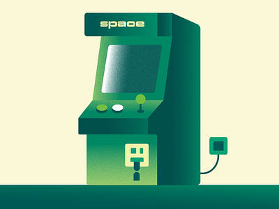 Green Arcade Game Flat Illustration with Grain and Noise