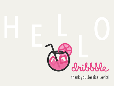 Hello Dribbble! cocktail debut drink first shot graphic design hello hello dribbble illustration invitation invite line art typography