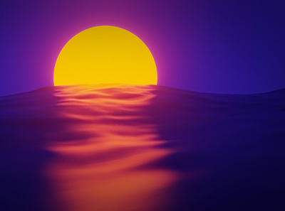 Sunset 3d blender ocean purple retro sun