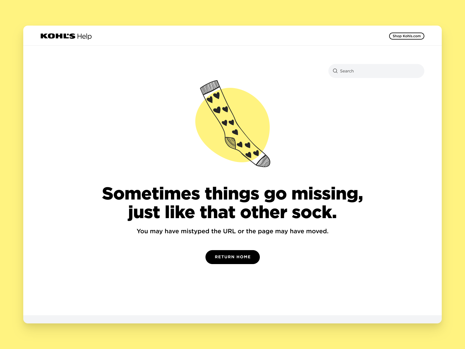 Lost Sock 404 Error Page