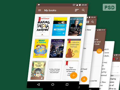 Book Reader PSD android material design psd