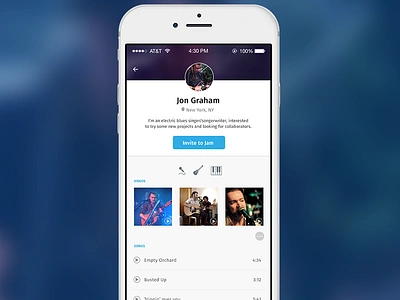 Bandmate application bands music musicians profile