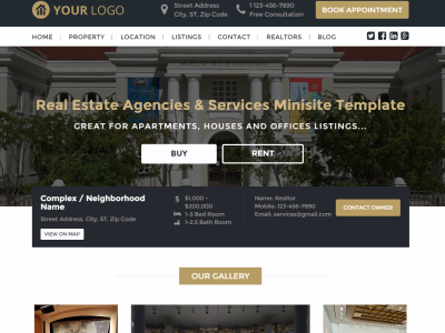 REAL ESTATE Agency/Listings MINISITE | Buy, Rent or Lease agency apartment house landing pages leadpages listing real estate realtors rent template theme wordpress