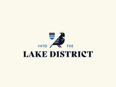 Logo concept for Into the Lake District bird blue brand branding cream flower lake district logo serif shield traditional water