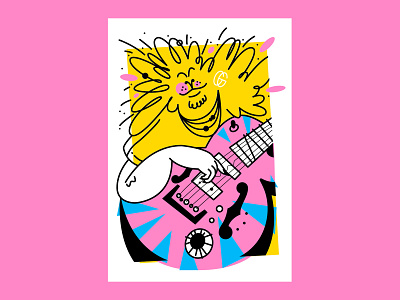 Thundercat illustration bass bassist bright guitar ill illustration music musician pink thundercat vector vibrant yellow