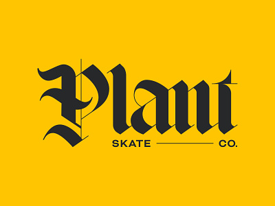 Logo design for Plant Skate Co. blackletter brand branding design identity logo plant skate skateboarding sport typography vector yellow