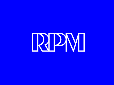 RPM blue lettering logo logotype music serif speed typography