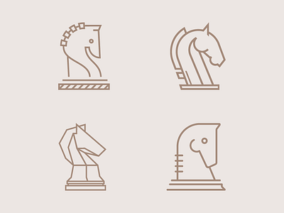 Knight Marks brown chess drawing game horse knight line piece test vector