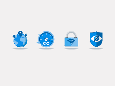 Icons in progress bandwidth locations privacy security
