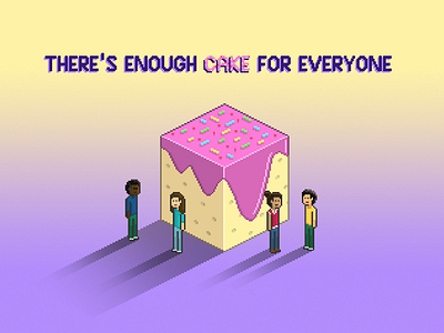 There's Enough Cake For Everyone cake empowerment equality gender illustration isometric love open mind pixel art race sharing tolerance
