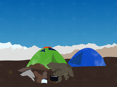 Illustration of a Campsite classic himalaya illustration mountain noise old tent trekking