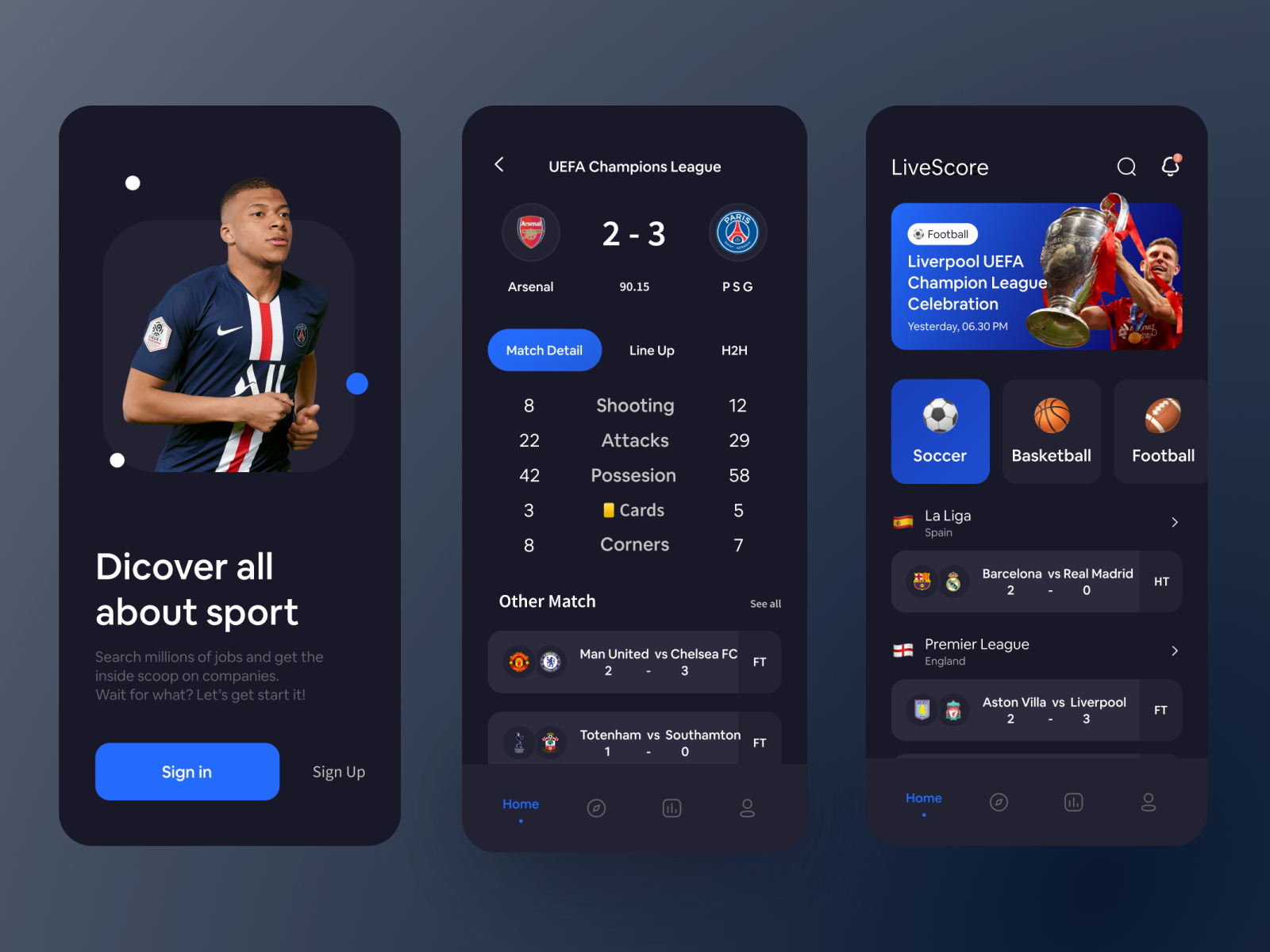 Live score mobile App design by Ashan Niroshana® on Dribbble