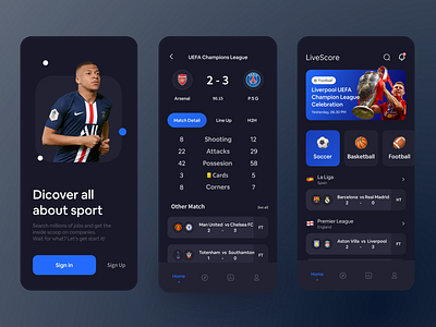 Live score mobile App design adobexd app design branding creative figma graphic design livescore motion graphics ui uidesign uiux user interface ux