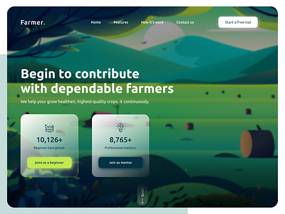 Farmer Landing page Design adobe xd best design branding creative dailyui farmer website figma graphic design illustration top design ui uiux userinterface ux webdesign website inspiration webui